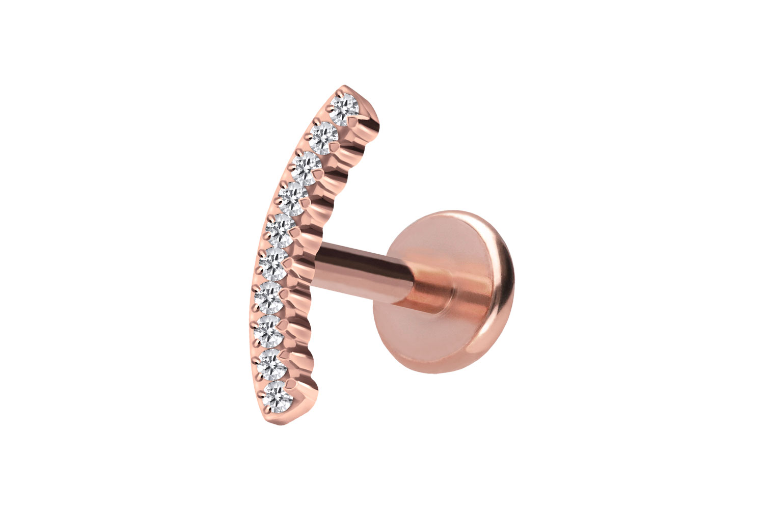 Titan Labret Piercing mit Push Fit KRISTALLBOGEN